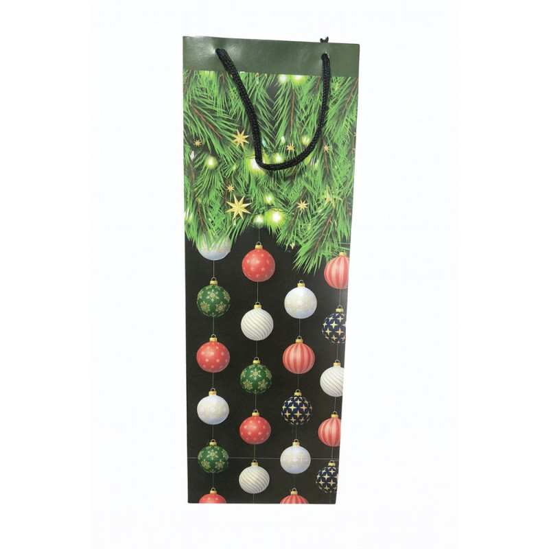 Sacola de Papel de Presente para Garrafas-Estampas Natalinas